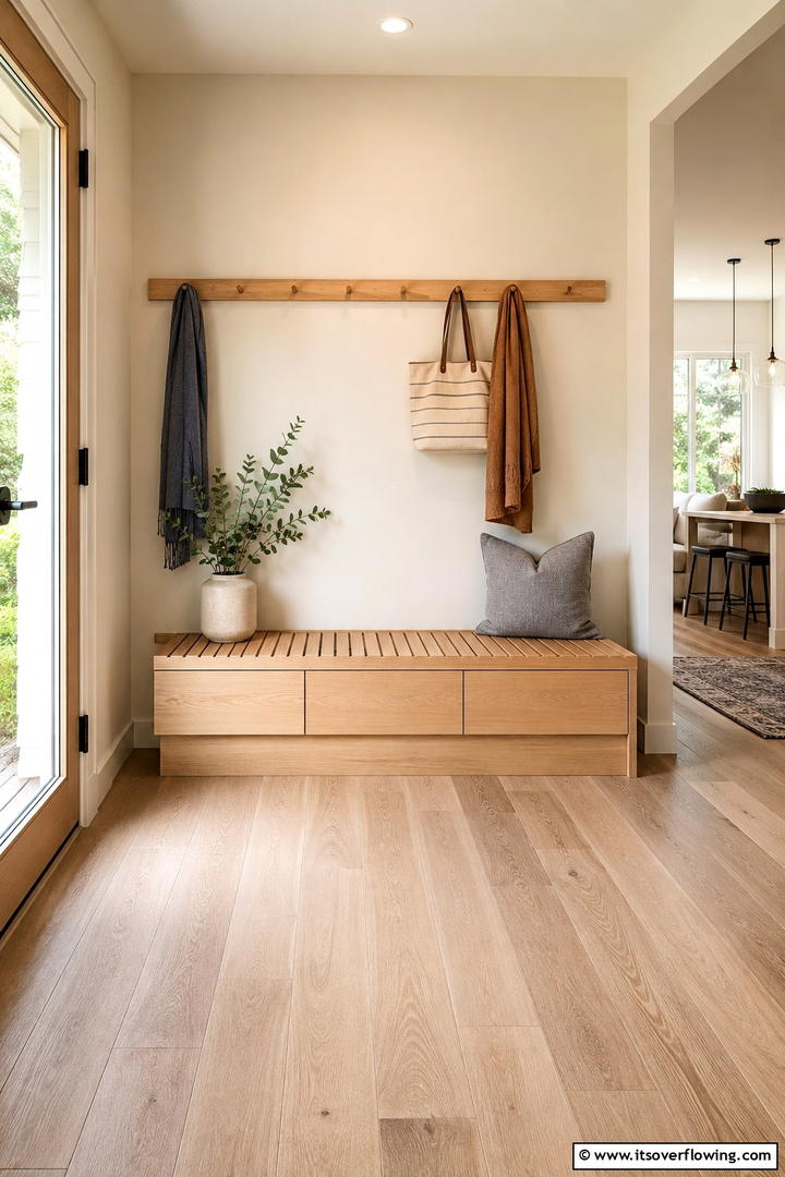 Minimalist Scandinavian Bench - 30 Functional Mudroom Bench Ideas for Organized Entryways