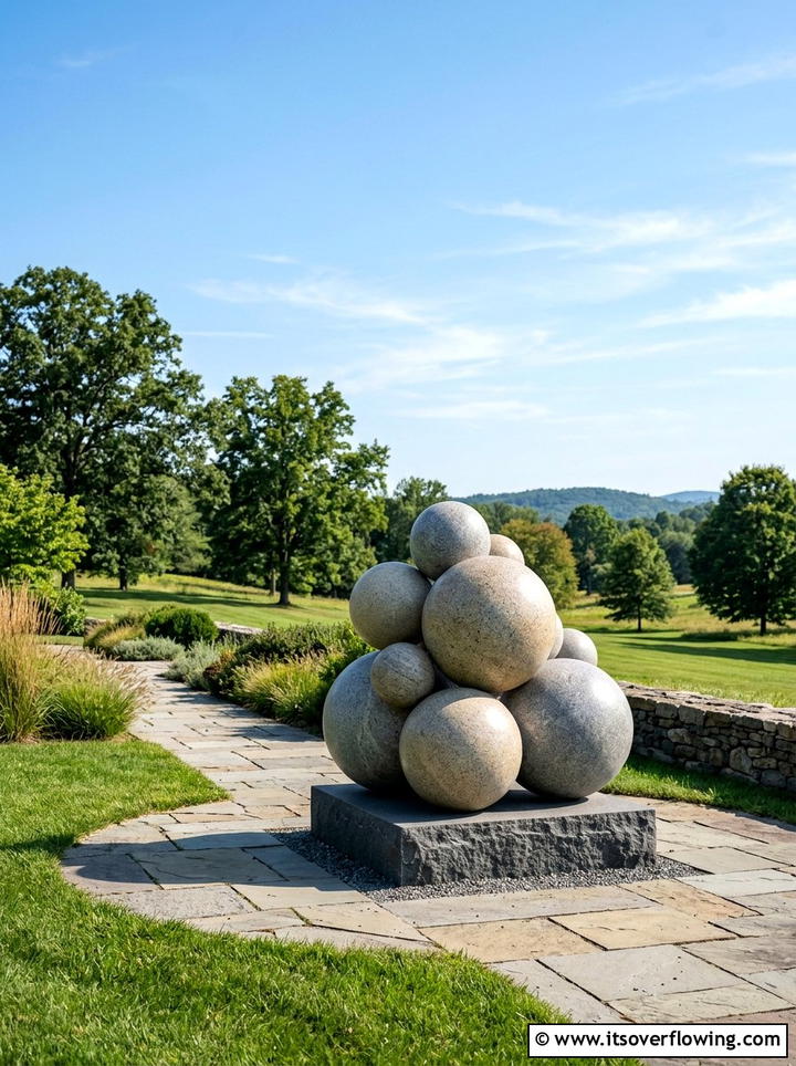 Minimalist Sphere Statue - 25 backyard decorating ideas with statues
