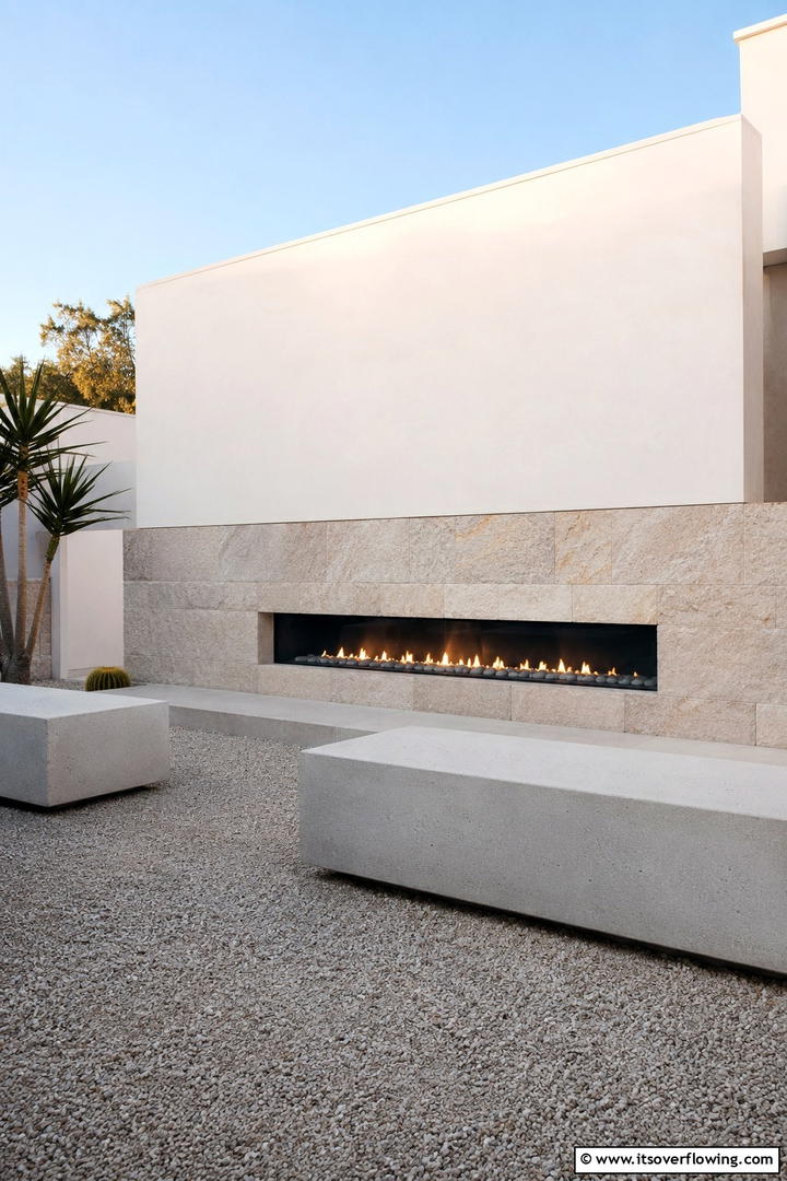 Minimalist Stone Fireplace - 30 Elegant Stone Fire Pit Ideas for Backyard Entertaining
