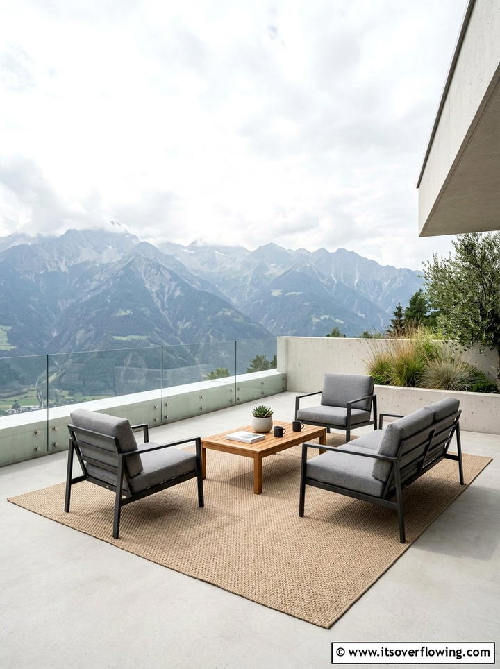Minimalist Terrace Layout - 25 backyard decorating ideas with outdoor rugs