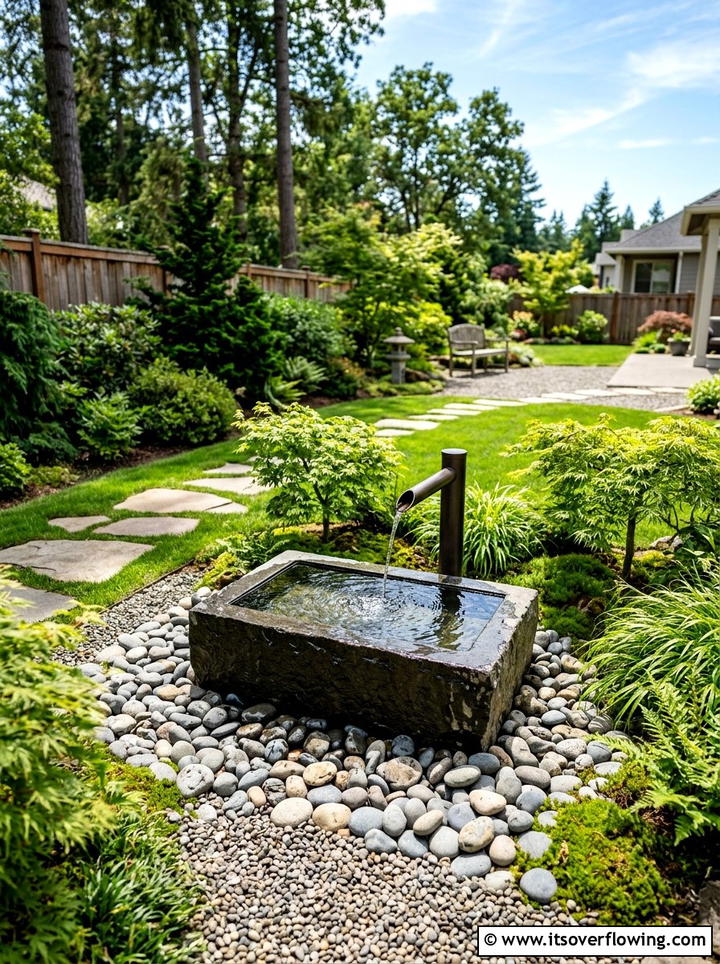 Minimalist Water Feature - 25 garden decor ideas with minimalist accents