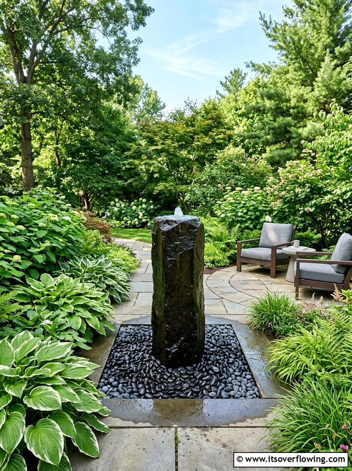 Minimalist Water Fountain - 25 backyard ideas with zen style