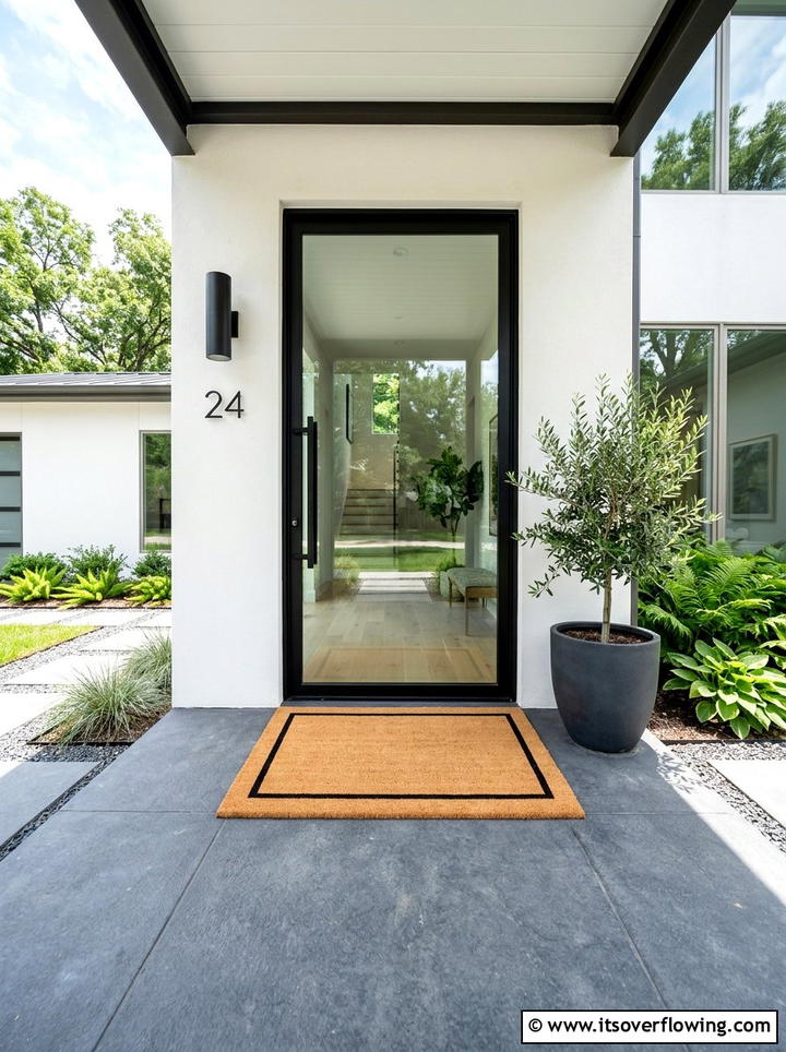 Minimalist Welcome Mat - 25 front porch decor ideas with modern minimal look