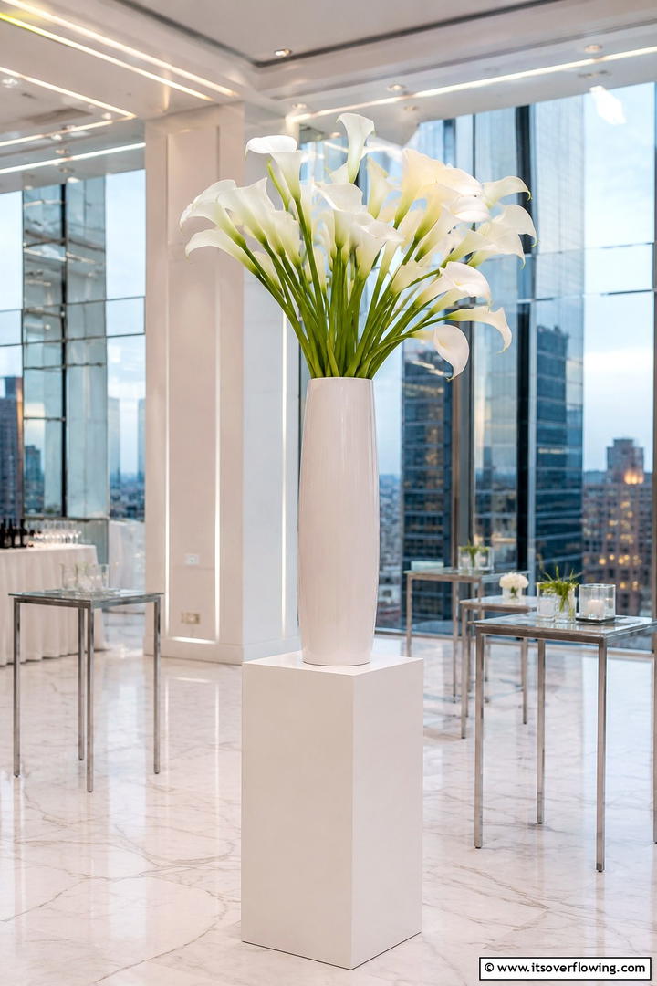 Minimalist White Column - 30 Tall Wedding Centerpiece Ideas for Elegant Table Displays