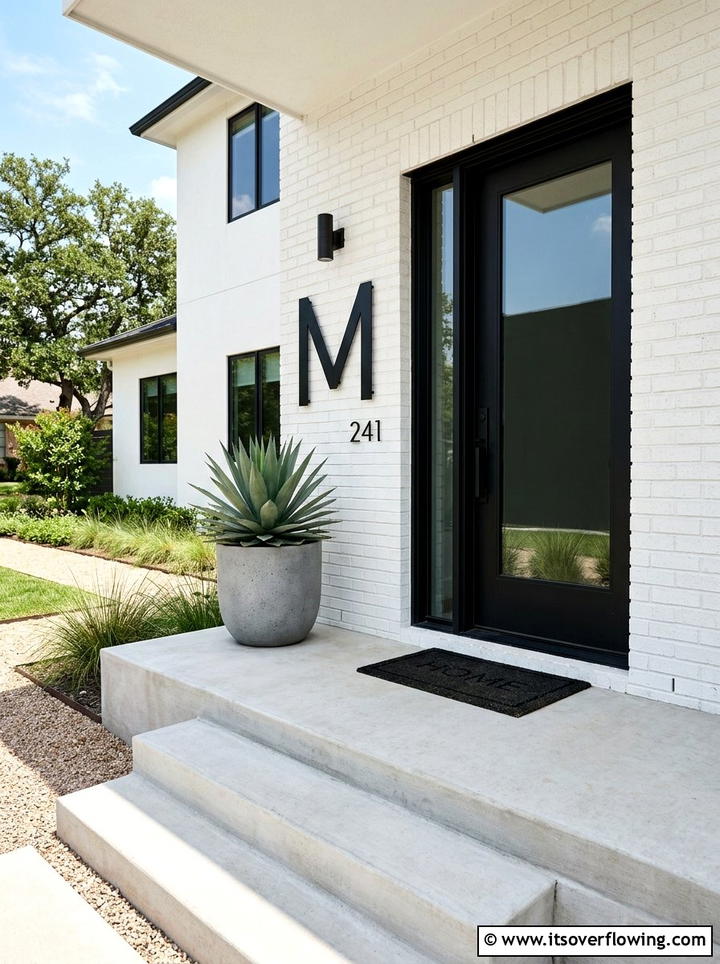 Minimalist black metal initial - 25 front porch ideas with monogram decor
