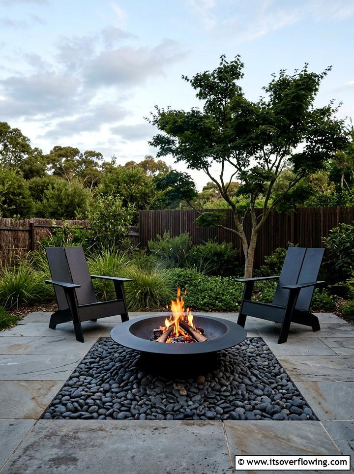 Minimalist fire pit zone - 25 garden ideas with fire pit