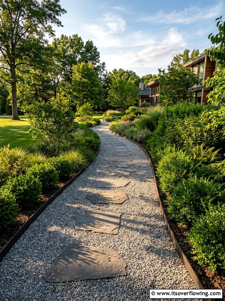 Minimalist gravel path - 25 small garden ideas with zen style