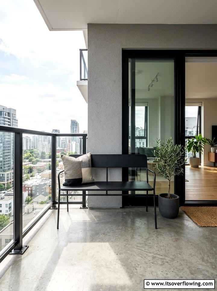 Minimalist metal bench - 25 front porch ideas for apartments