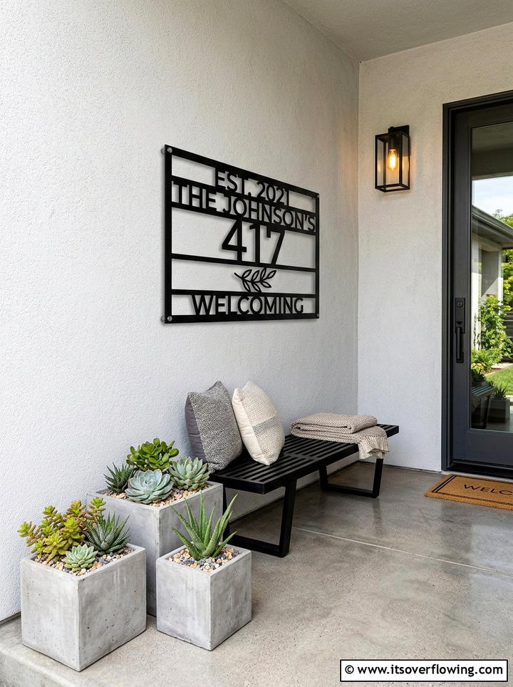 Minimalist metal porch sign - 25 front porch ideas with signs and quotes