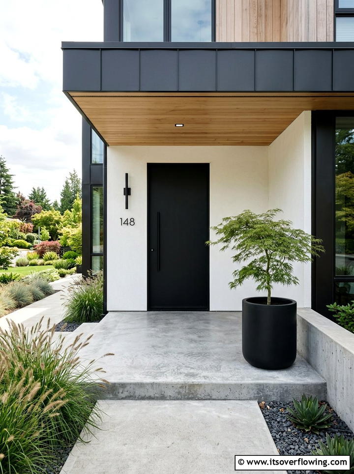 Minimalist porch entry - 25 front porch ideas with concrete floor