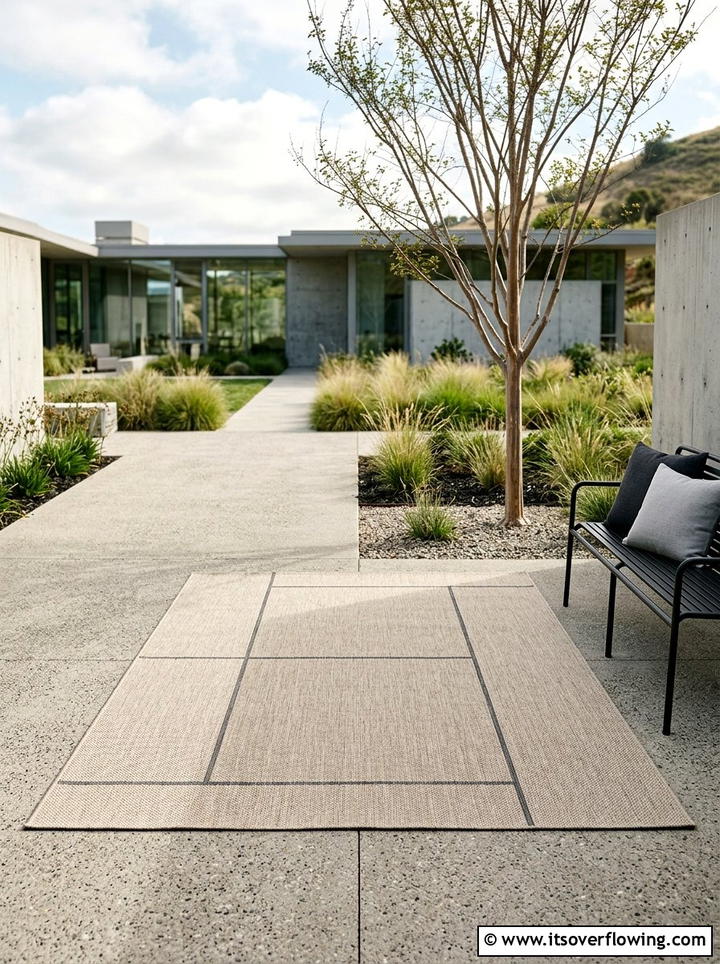 Minimalist rug for outdoor area - 25 garden decor ideas with outdoor rugs