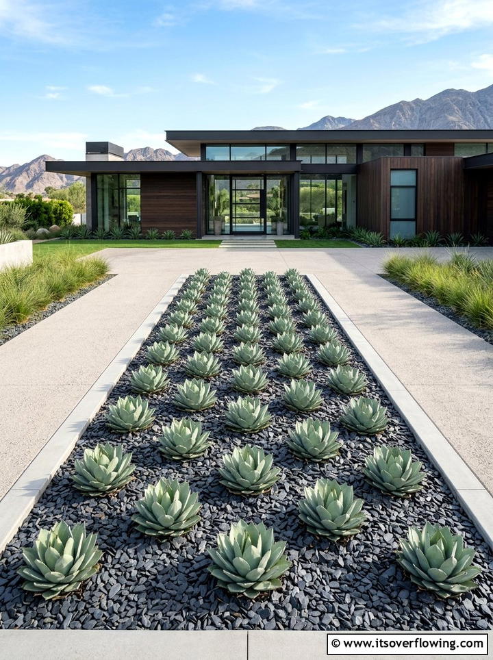 Minimalist succulent bed - 25 garden design ideas with succulent beds