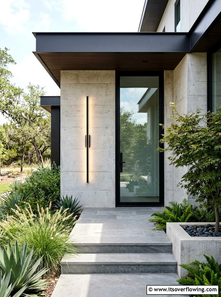 Minimalist vertical sconce - 25 front porch ideas with sconces
