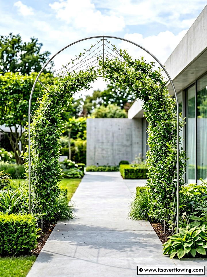 Minimalist wire arch - 25 garden ideas with arches