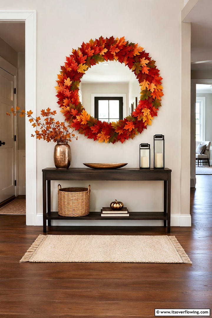 Mirror Frame Leaf Border - 50 Fall Leaves Decor Ideas to Brighten Autumn Rooms