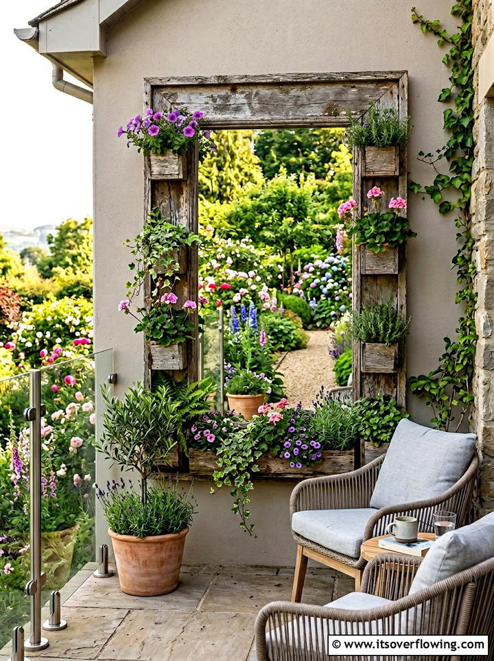 Mirror Frame Planter - 25 creative garden ideas with wall mounted planters
