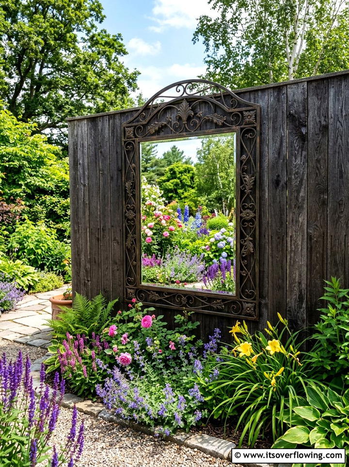 Mirror Garden Accent - 25 upcycled garden ideas for year round decor