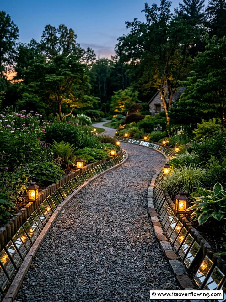 Mirror Lined Path - 25 recycled garden ideas with mirror pieces
