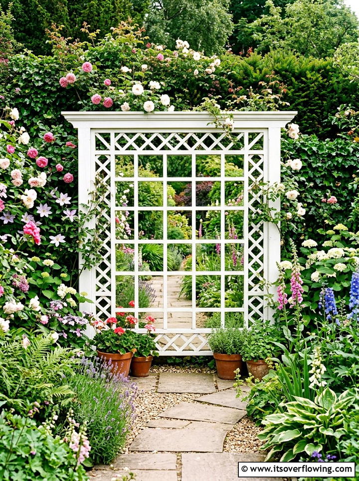 Mirror Trellis For Visual Depth - 25 small garden ideas with trellis