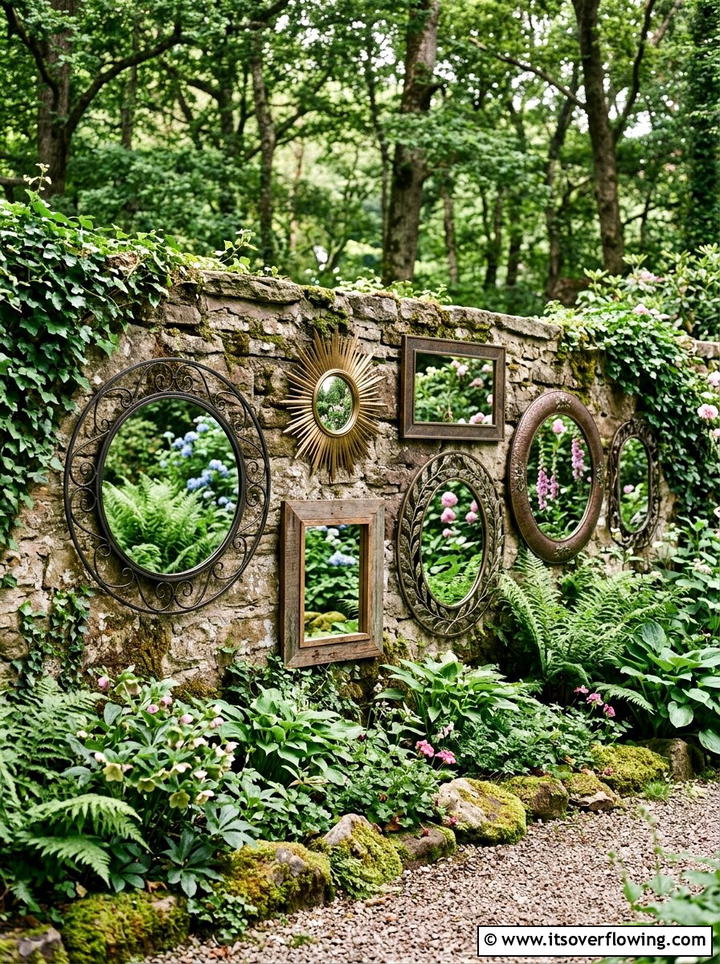Mirror Wall Decor - 25 cheap garden ideas with dollar store decor