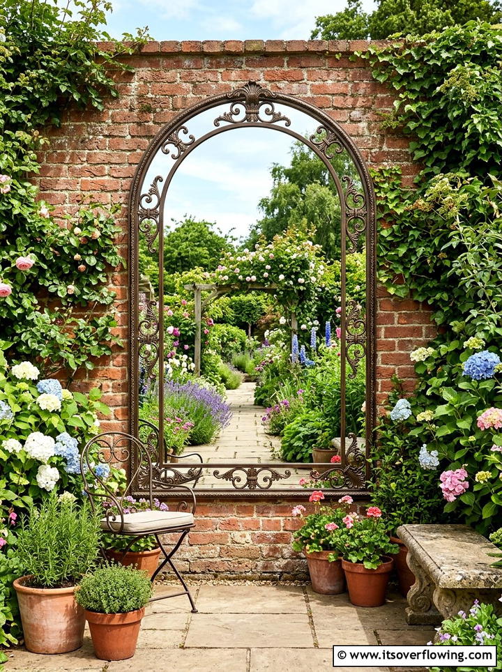 Mirror wall decor - 25 small garden ideas for patio