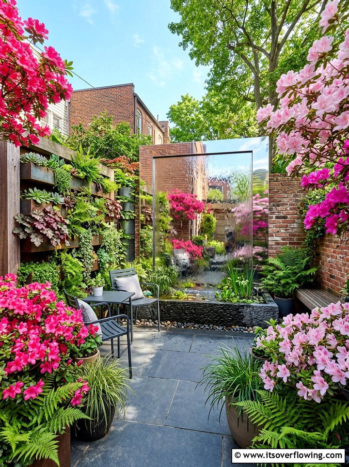 Mirror water wall - 25 creative garden ideas with fountain wall
