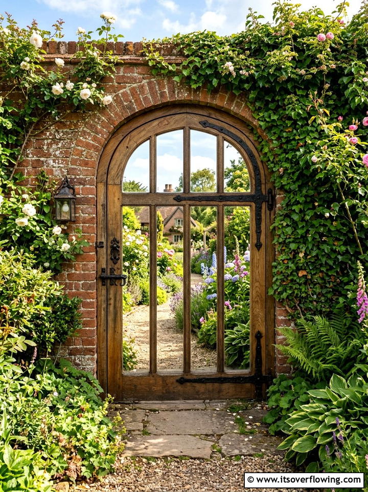 Mirrored Garden Gate - 25 recycled garden ideas with mirror pieces