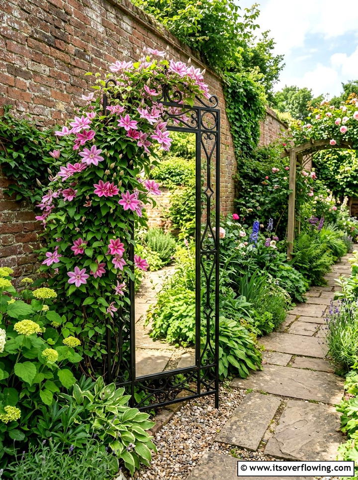 Mirrored Garden Trellis - 25 backyard decorating ideas with mirror accents