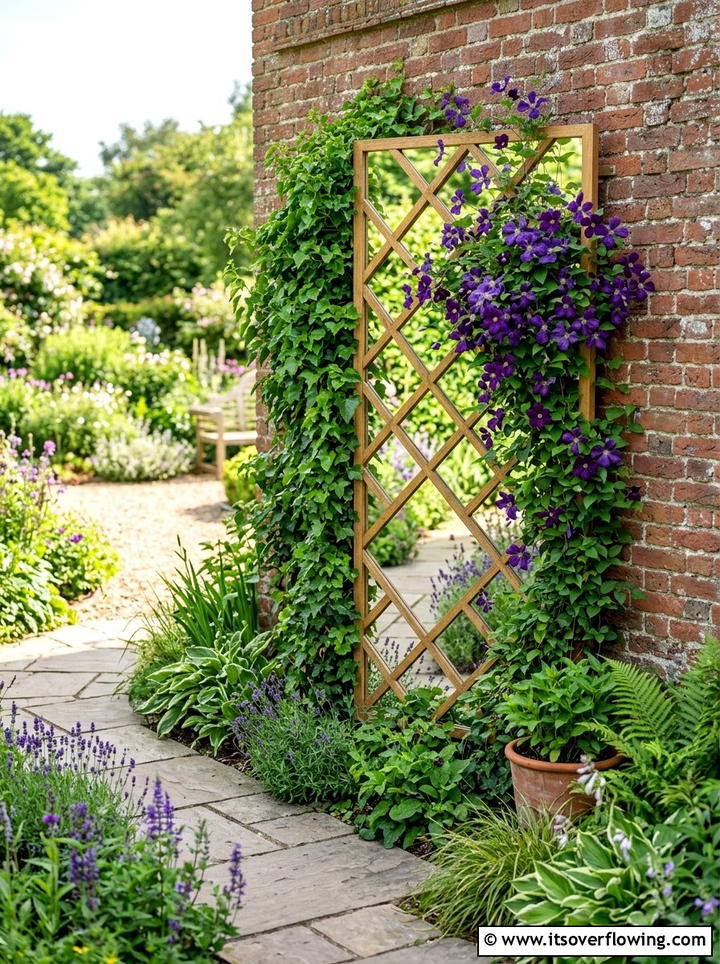 Mirrored Trellis For Climbing Plants - 25 garden decor ideas with mirrors