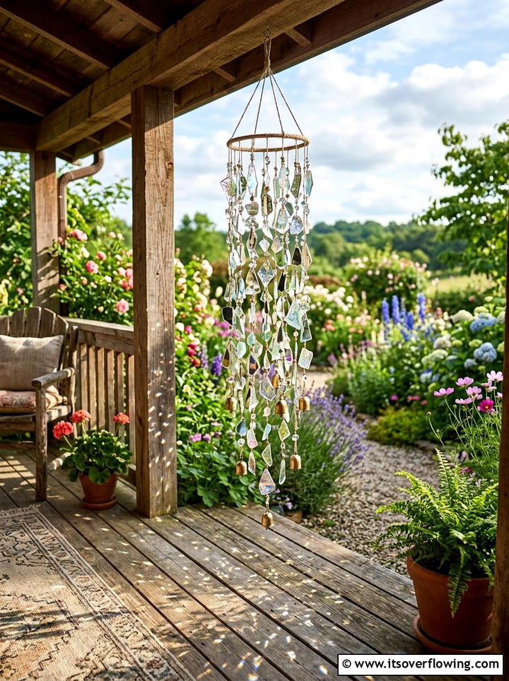 Mirrored Wind Chimes - 25 recycled garden ideas with mirror pieces