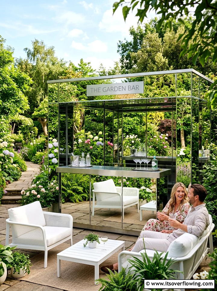 Mirrored bar - 25 backyard ideas with bar area