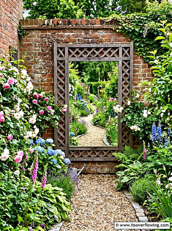 Mirrored garden trellis - 25 garden decor ideas with trellis backdrops
