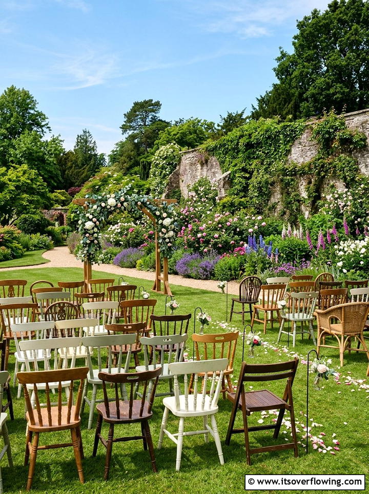 Mismatched Chairs - 25 garden decor ideas for weddings