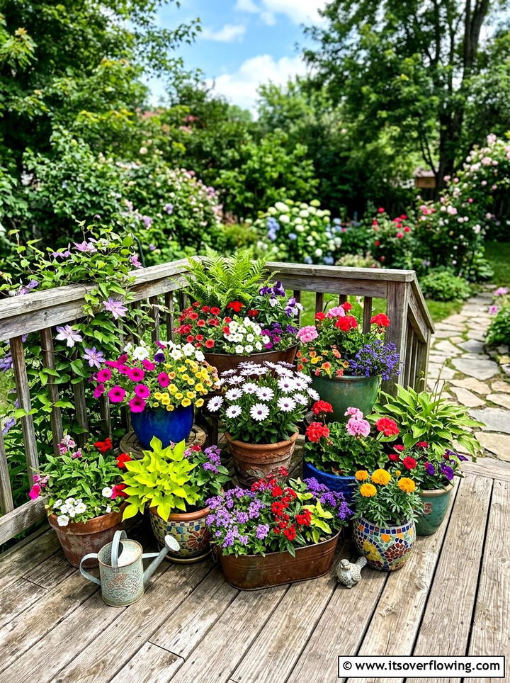 Mixed Flower Container Garden - 25 garden decor ideas with container groupings