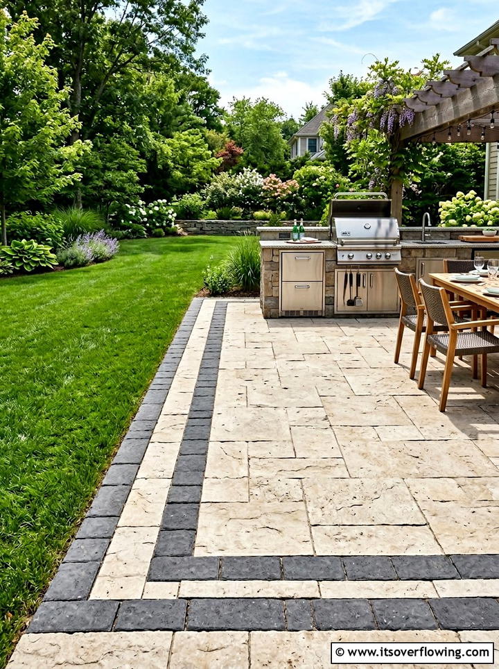 Mixed Material Paver Border - 25 garden ideas with pavers