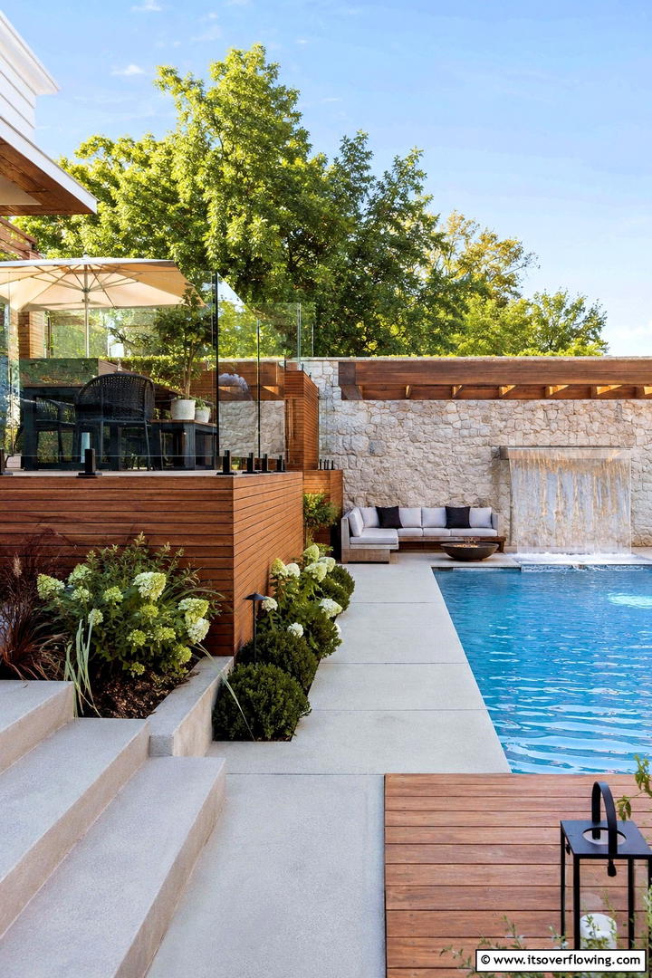 Mixed Material Textures - 30 Pool Landscaping Ideas to Create a Resort-Style Backyard