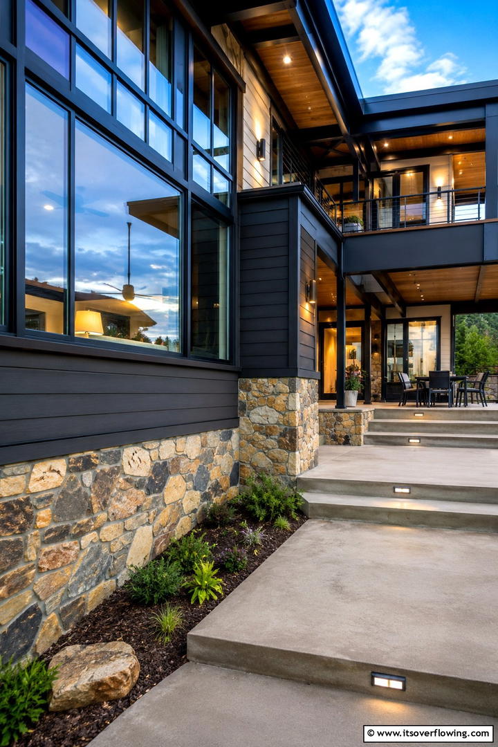 Mixed Material Wainscoting for Unique Contrast - 25 Exterior Wainscoting Ideas to Enhance Your Home’s Curb Appeal