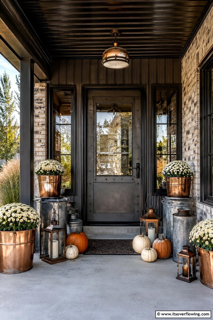 Mixed Metal Fall Accents - 50 Fall Front Door Decor Ideas Roundup- Curb Appeal