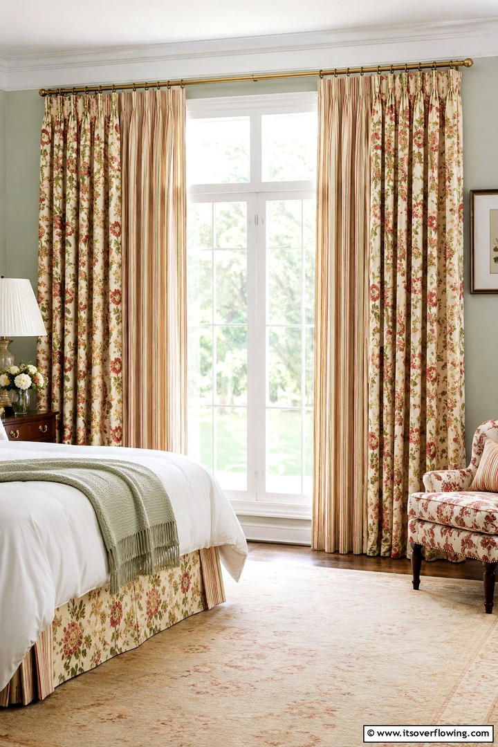 Mixed Pattern Window Drapes - 30 Shabby Chic Bedroom Ideas for Vintage-Inspired Spaces