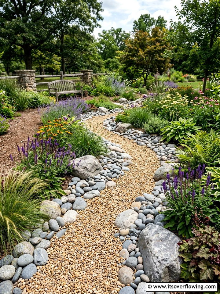 Mixed Stone Gravel Layout - 25 backyard ideas with gravel
