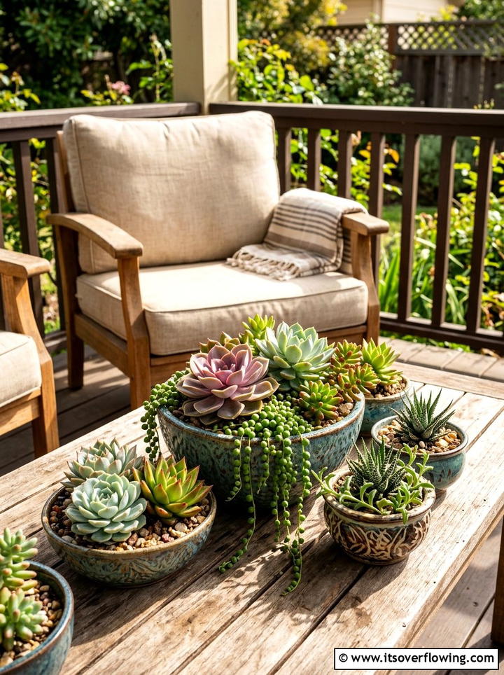 Mixed Succulent Pots - 25 front porch ideas with planters