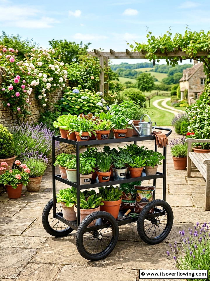 Mobile Garden Cart - 25 creative garden ideas with salad gardens