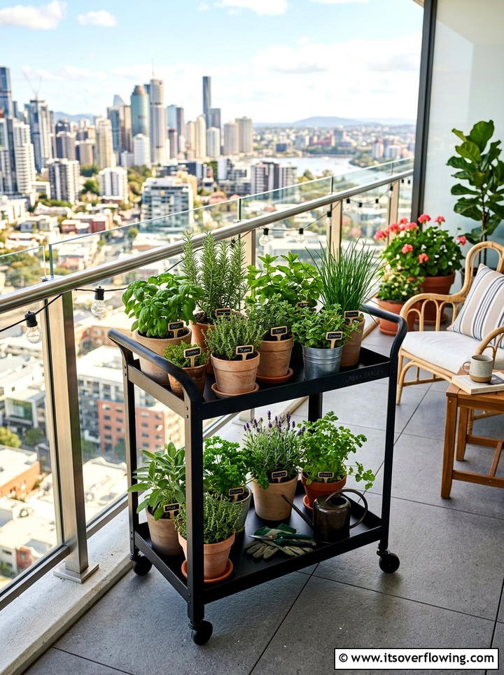 Mobile Herb Trolley - 25 garden ideas with herbs