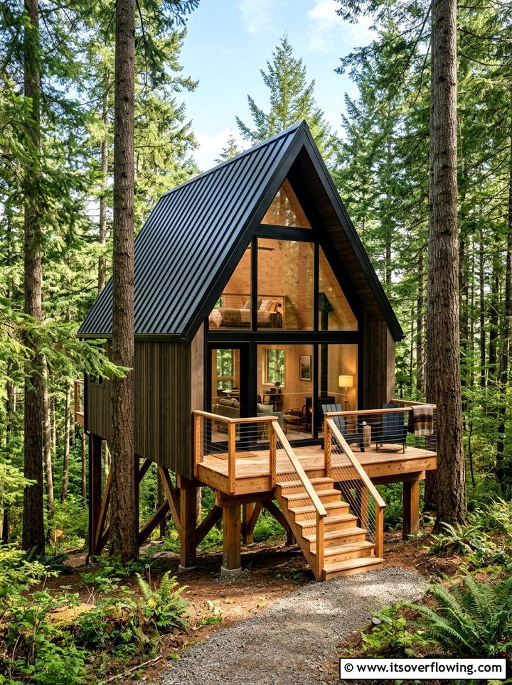 Modern A Frame Treehouse - 25 backyard ideas with treehouse