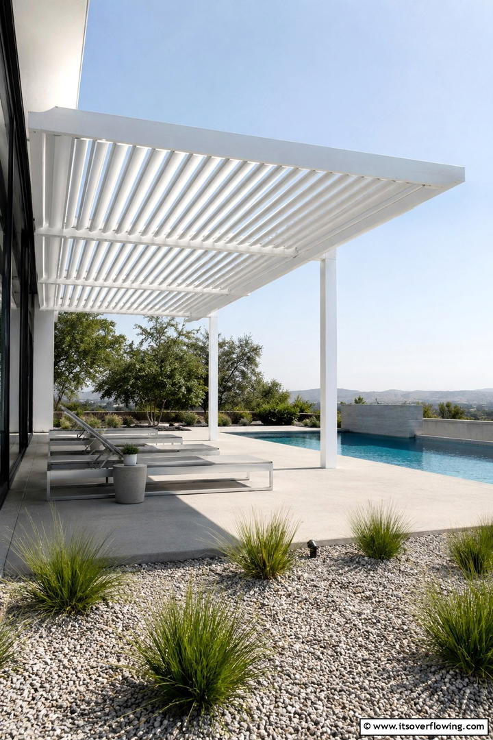 Modern Aluminum Canopy for Contemporary Flair - 30 Pool Shade Ideas for a Cool and Relaxing Oasis