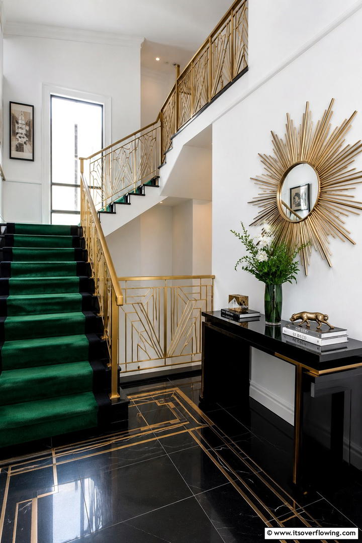 Modern Art Deco Landing - 30 Stair Landing Ideas to Maximize Functional Spaces