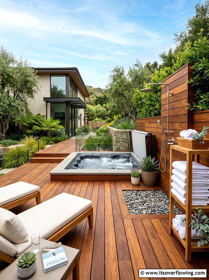 Modern Backyard Spa Retreat - 25 backyard ideas with hot tub