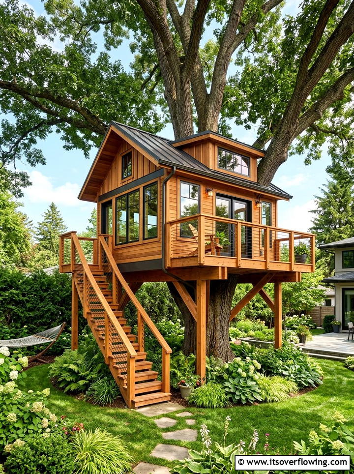 Modern Backyard Tree House - 25 backyard decorating ideas with family friendly setup