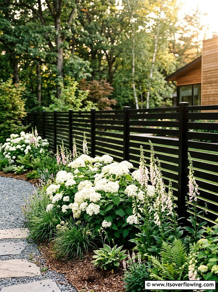Modern Black Fence White Flowers - 25 creative garden ideas with black and white gardens