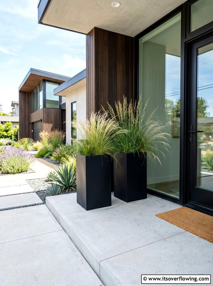 Modern Black Flower Pots - 25 front porch decor ideas with florals